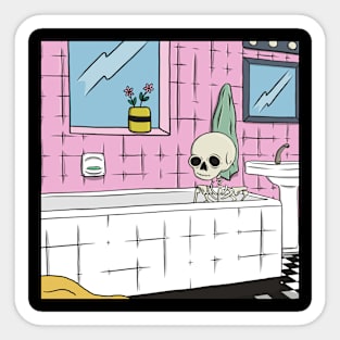 Skeleton In The Bathtub Sticker